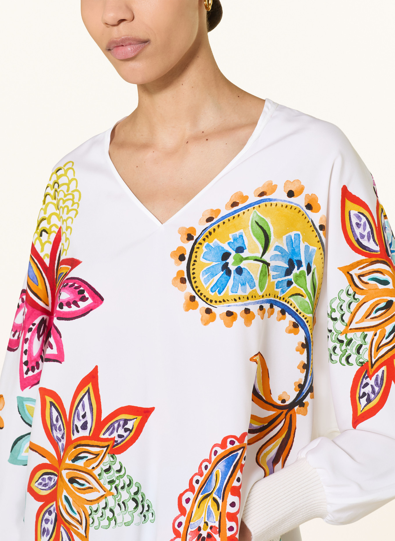 HERZENS Hedvábná halenka: BÍLÁ / ČERVENÁ / ORANŽOVÁ