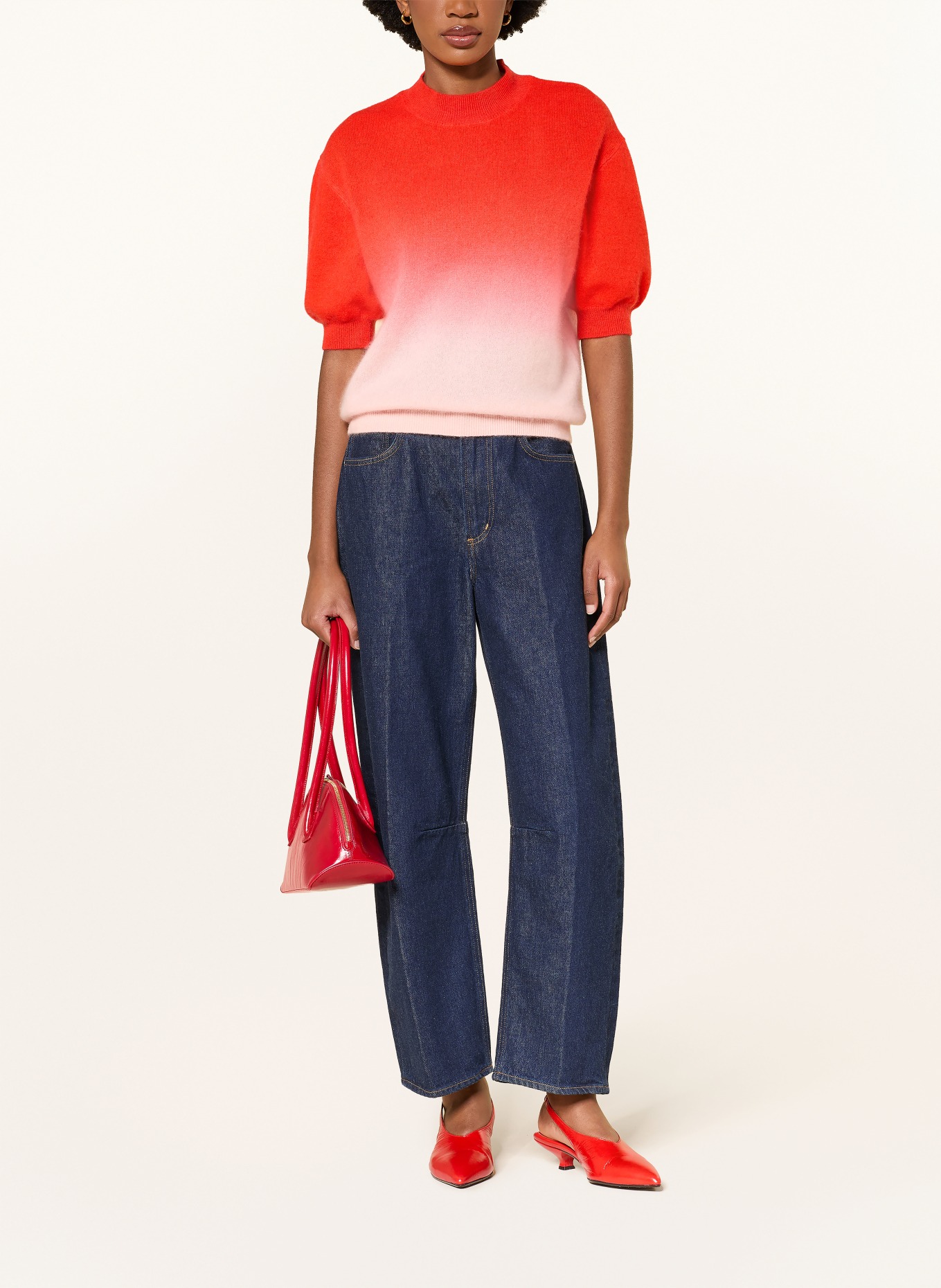 HERZENS Strickshirt aus Cashmere: ROT / HELLROSA