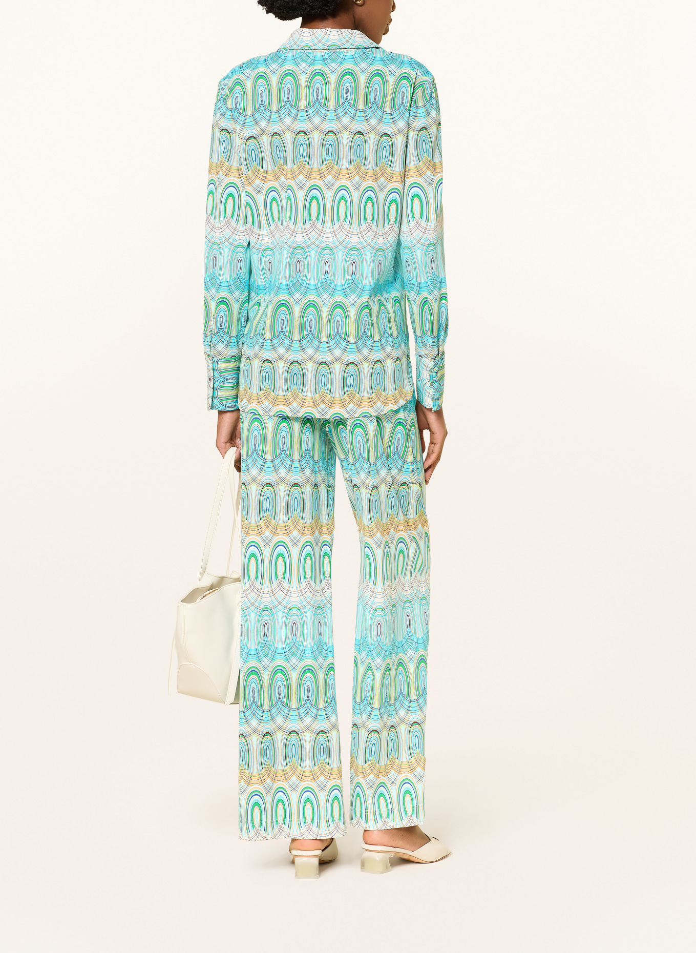 HERZENS Marlenehose: TÜRKIS / DUNKELORANGE / GRÜN