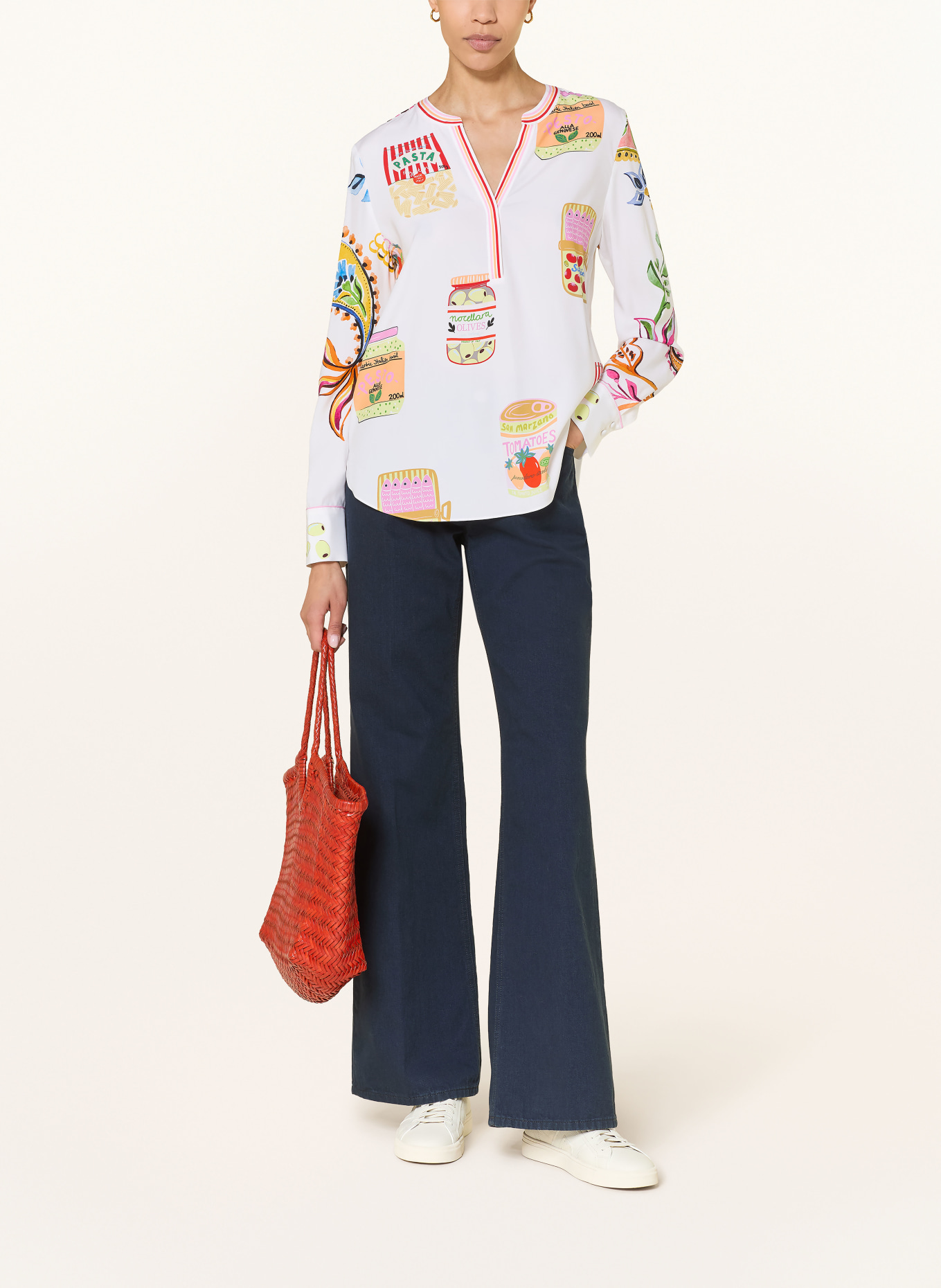 HERZENS Chemisier en soie: BLANC / ROUGE / JAUNE