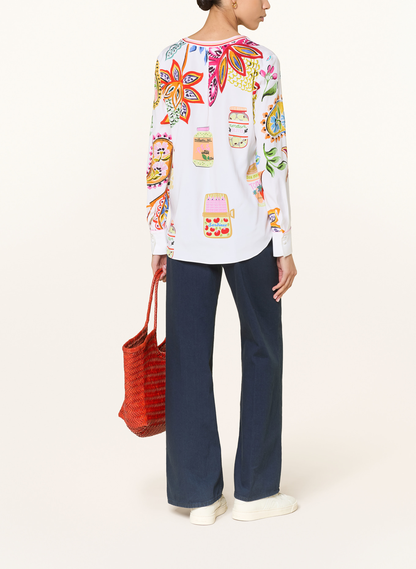 HERZENS Chemisier en soie: BLANC / ROUGE / JAUNE