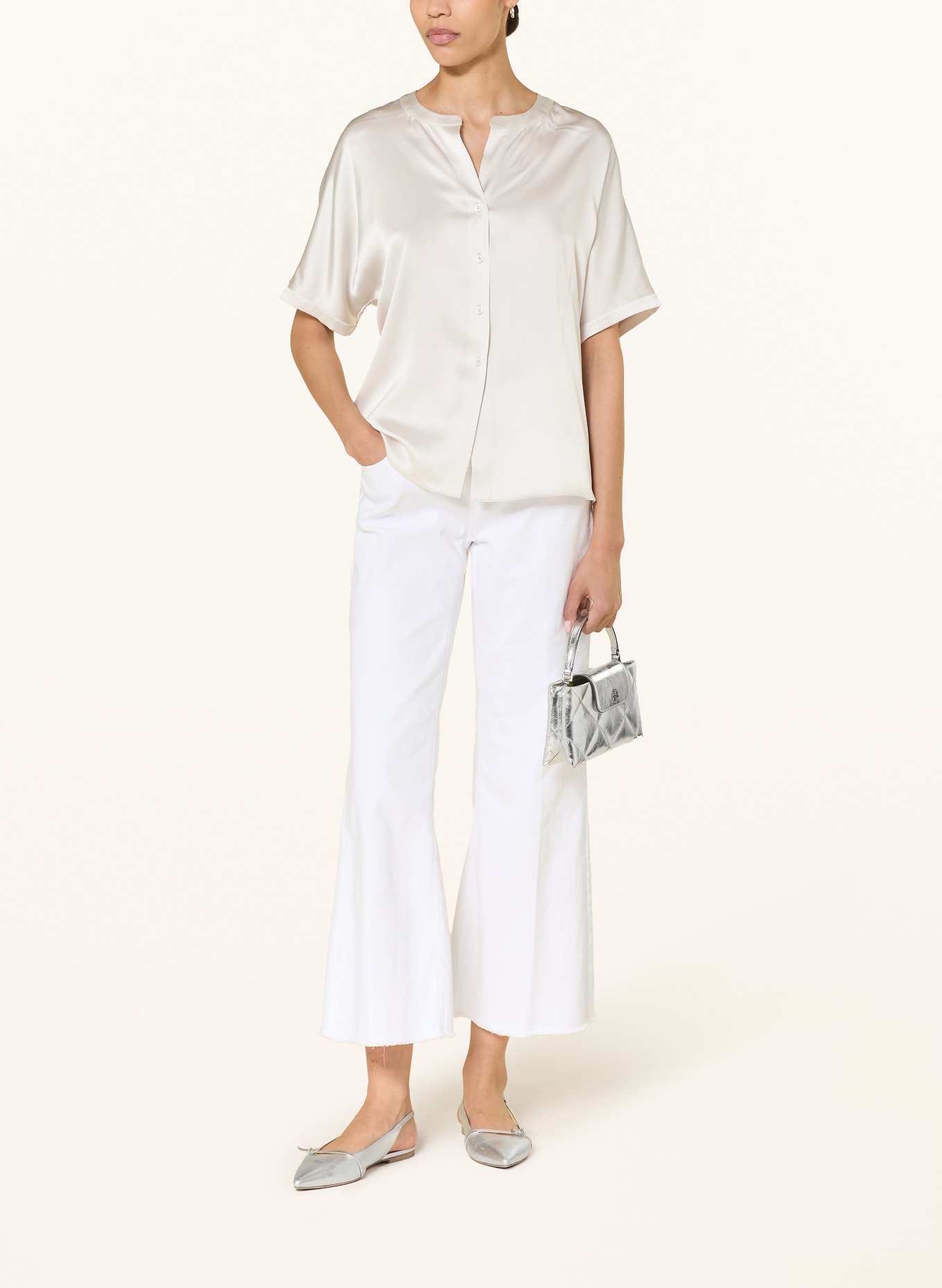 HERZENS Chemisier en satin de soie: ARGENT