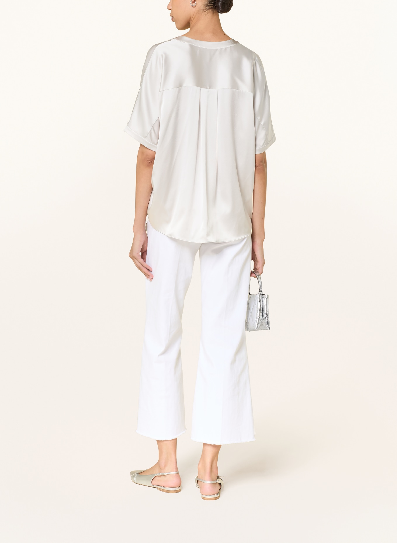 HERZENS Chemisier en satin de soie: ARGENT