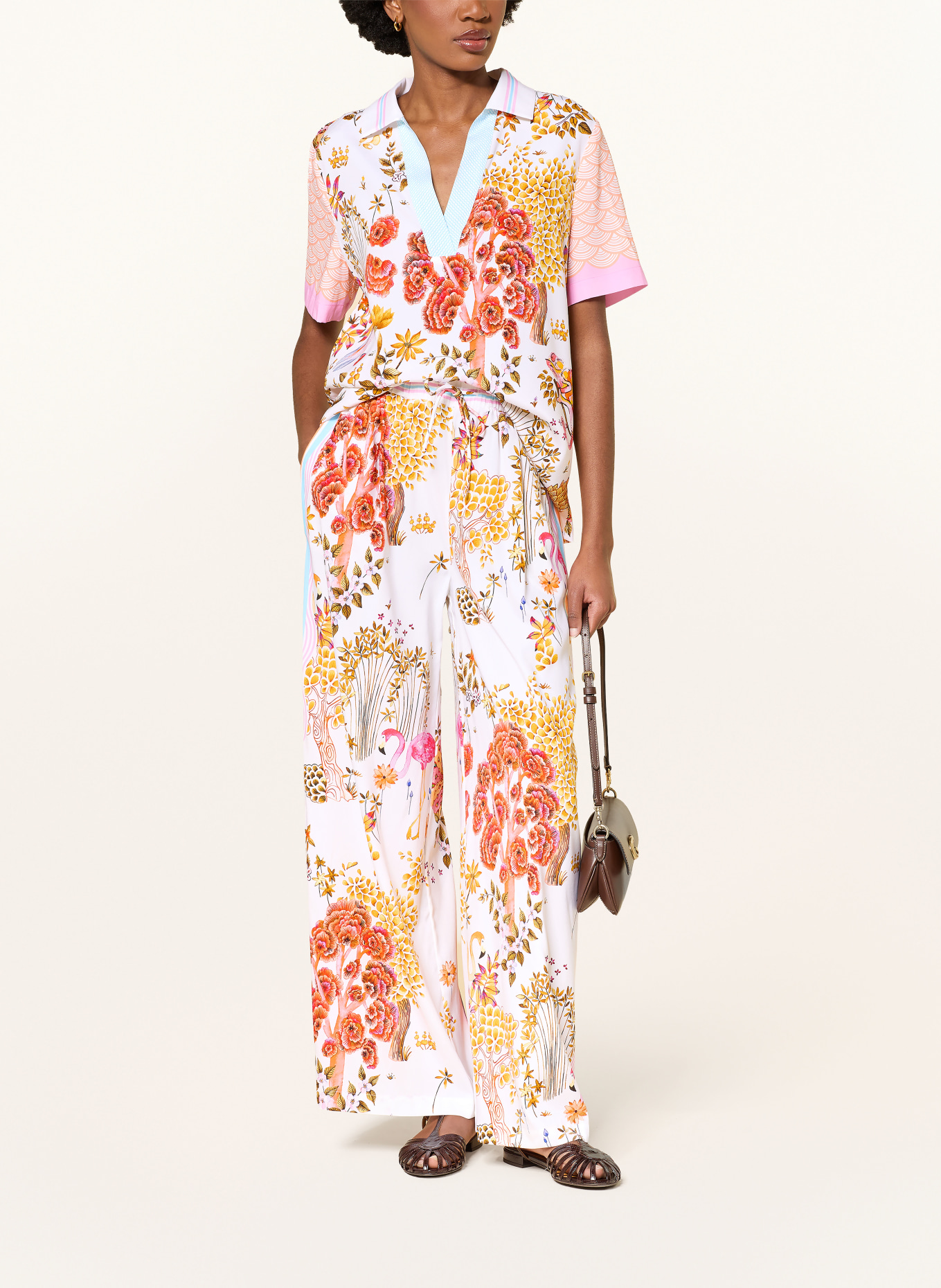 HERZENS Marlenehose aus Seide: ROT / LILA / WEISS