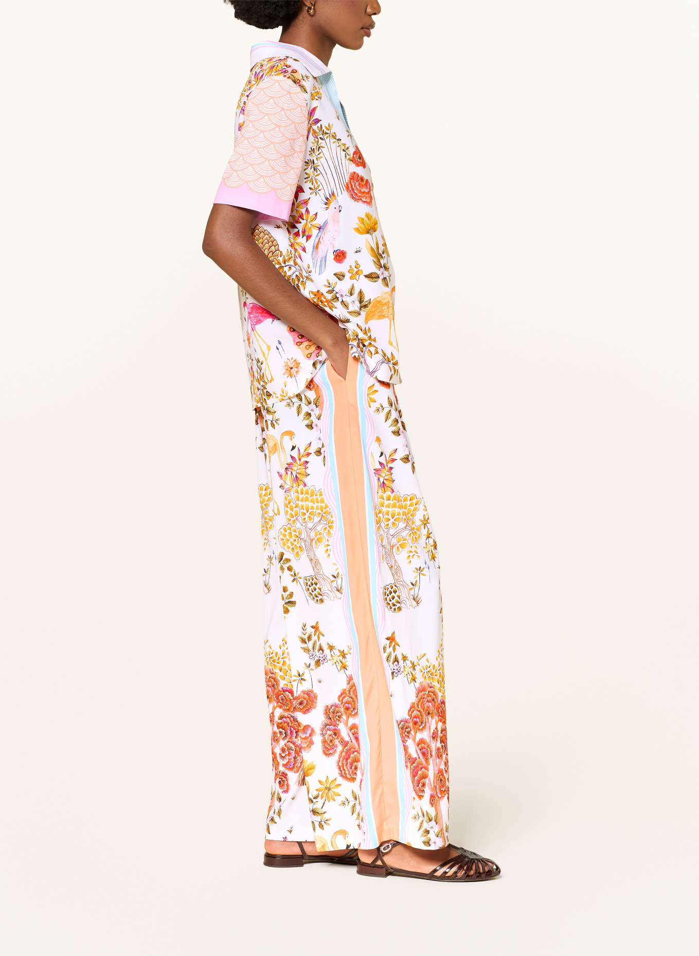 HERZENS Marlenehose aus Seide: ROT / LILA / WEISS