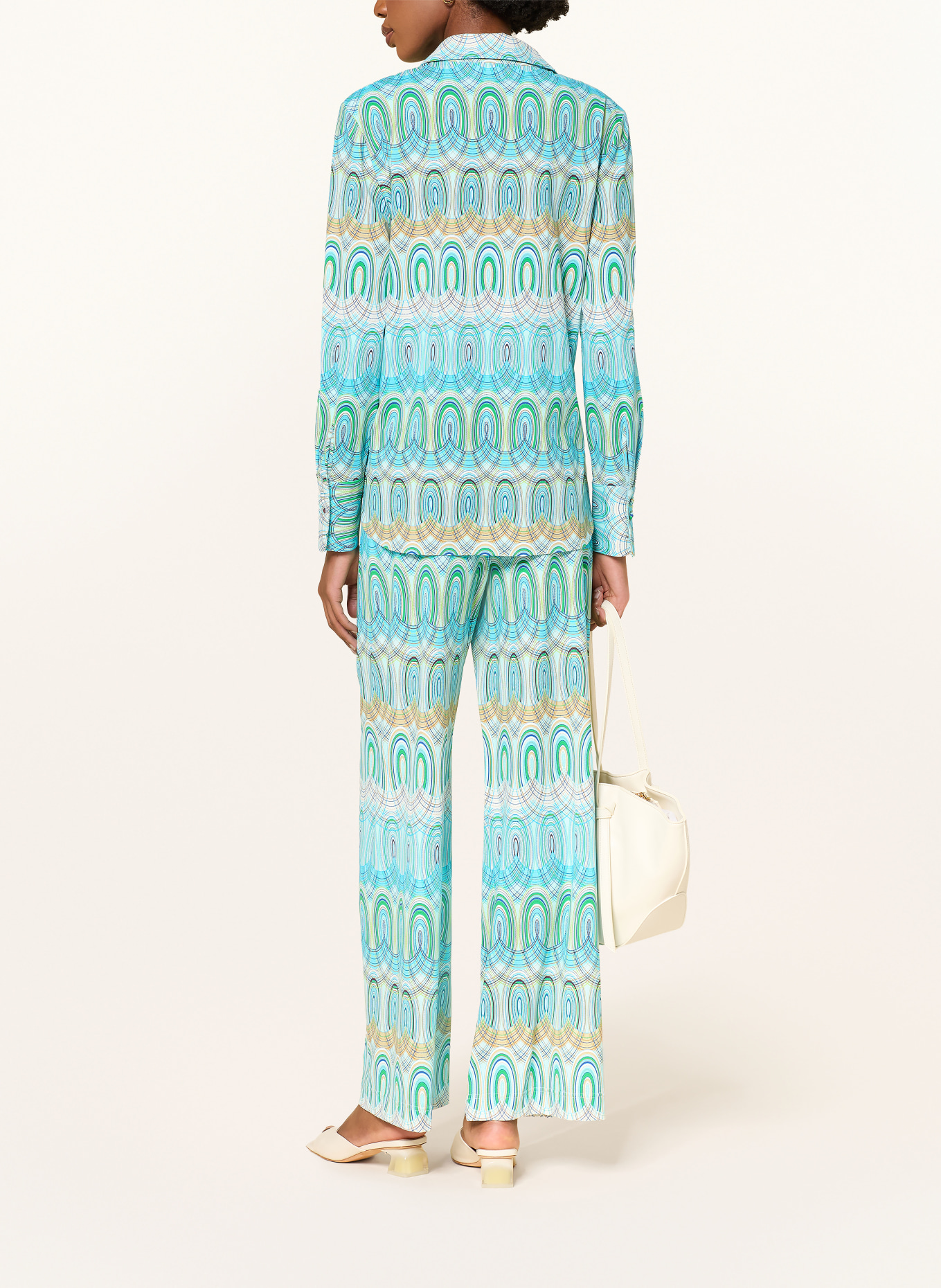 HERZENS shirt blouse: TURQUOISE / DARK ORANGE / GREEN