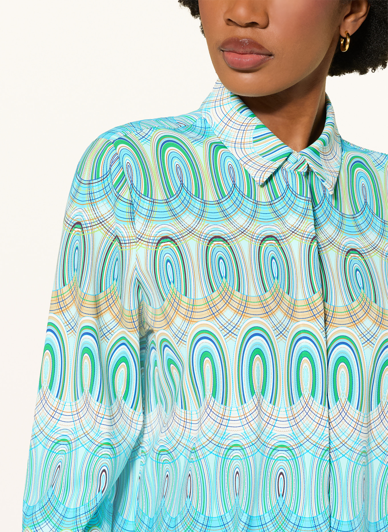 HERZENS shirt blouse: TURQUOISE / DARK ORANGE / GREEN