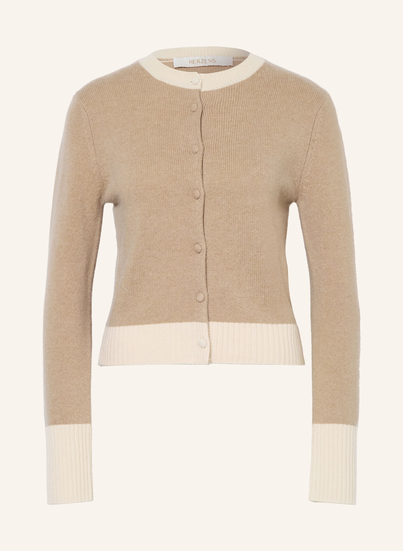 HERZENS Strickjacke aus Cashmere: BRAUN / HELLBRAUN