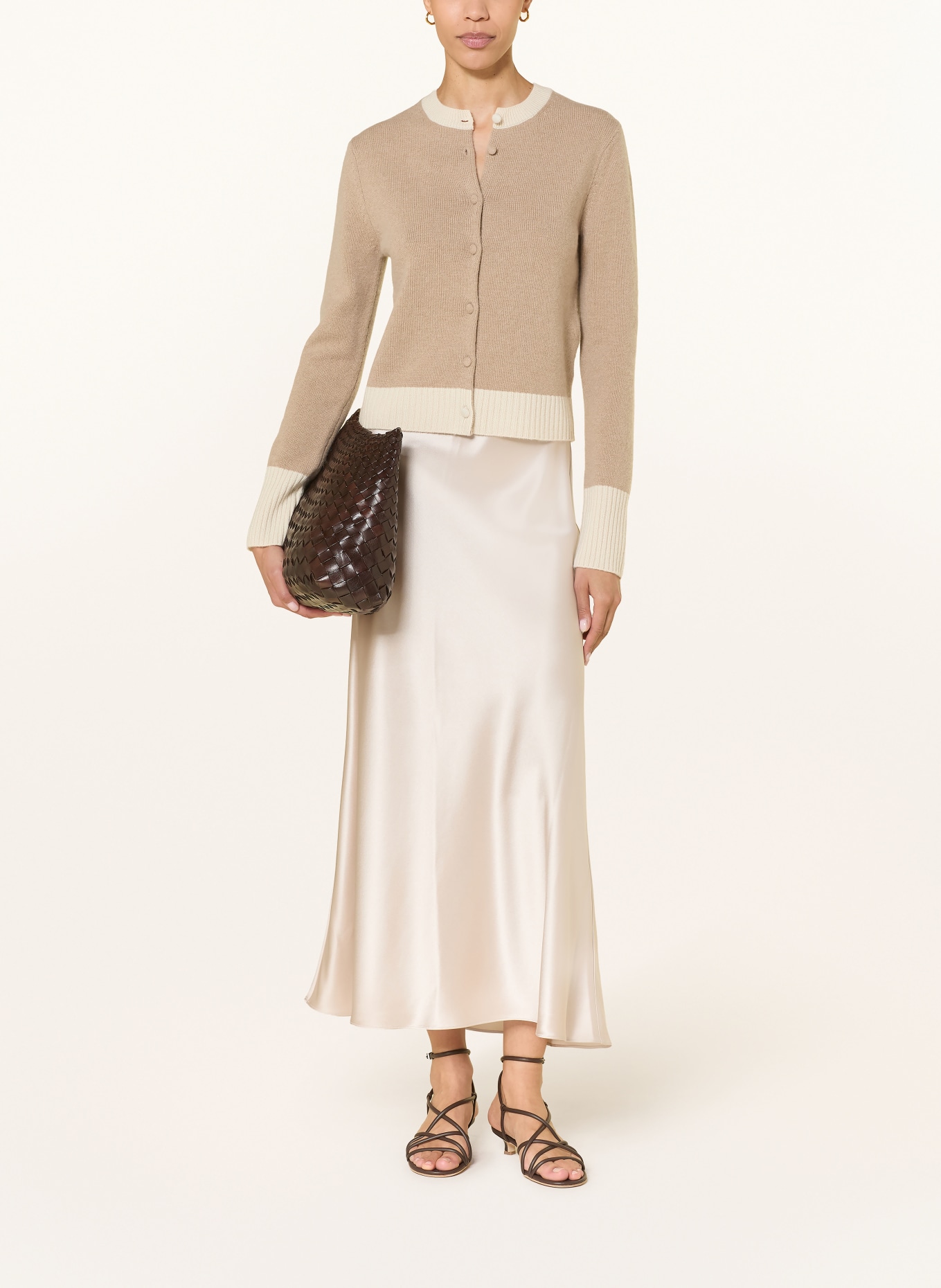 HERZENS Strickjacke aus Cashmere: BRAUN / HELLBRAUN