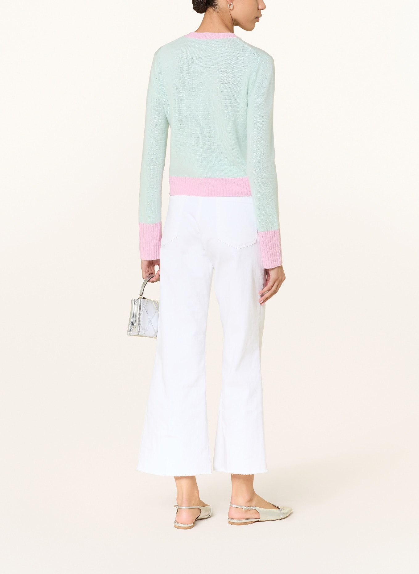 HERZENS Strickjacke aus Cashmere: MINT / ROSA