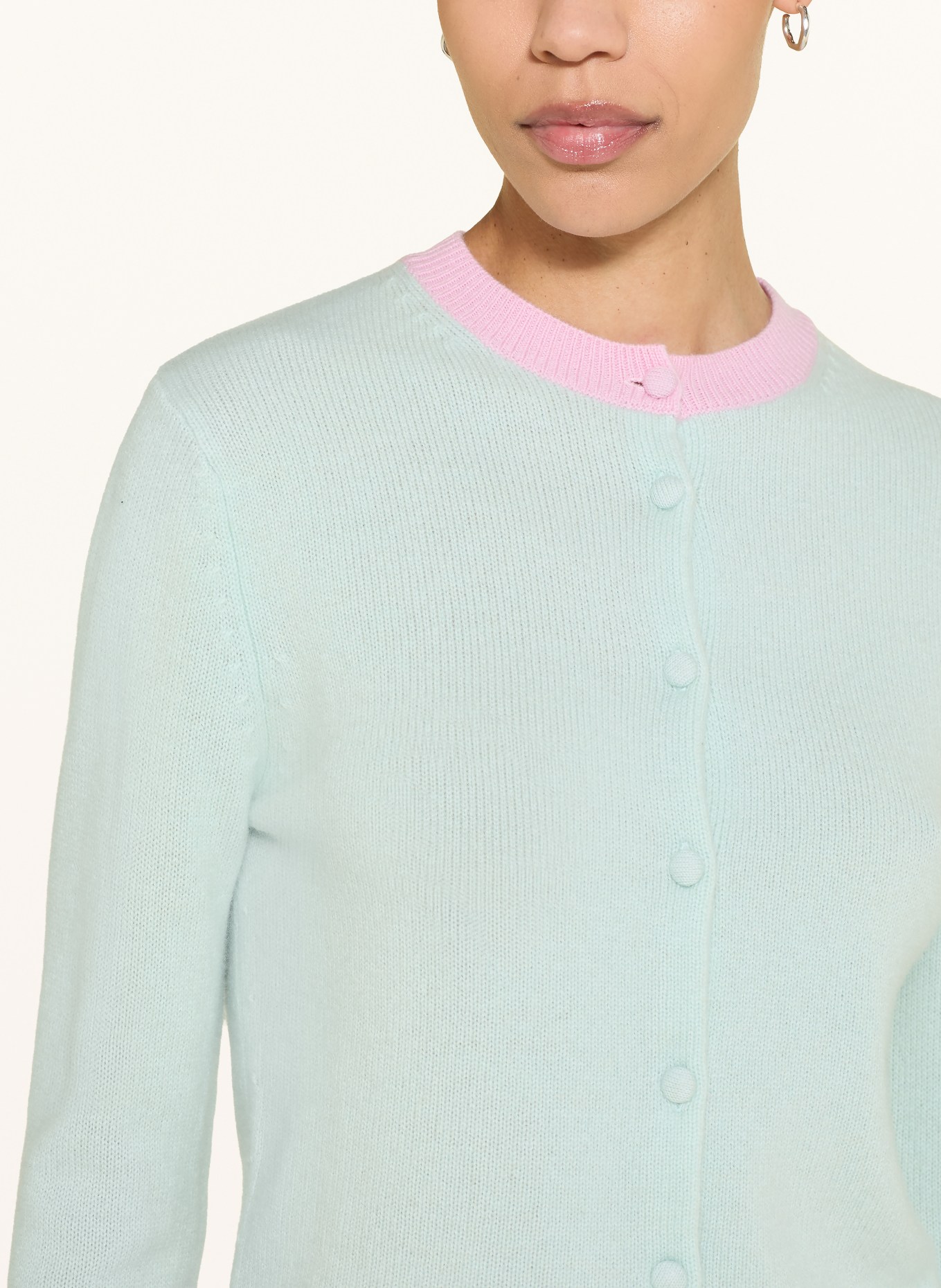 HERZENS Strickjacke aus Cashmere: MINT / ROSA