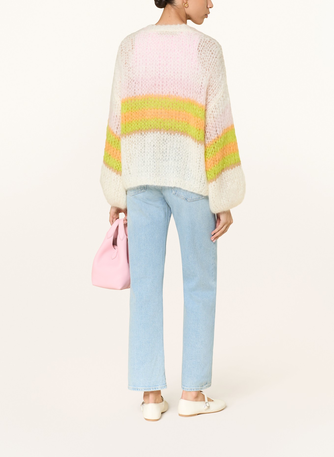 HERZENS Strickhülle aus Mohair: CREME / ORANGE / NEONGRÜN