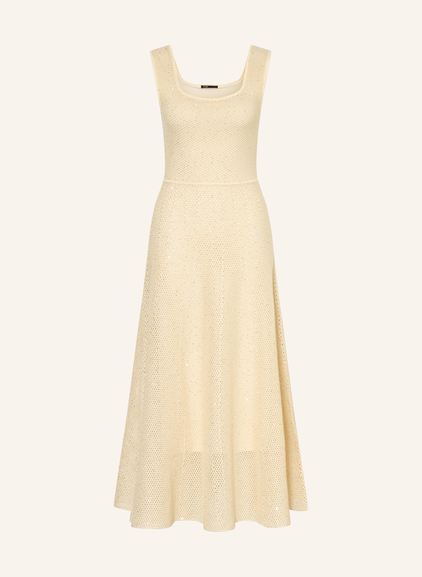 maje Strickkleid mit Pailletten und Glitzergarn: HELLGELB / SILBER
