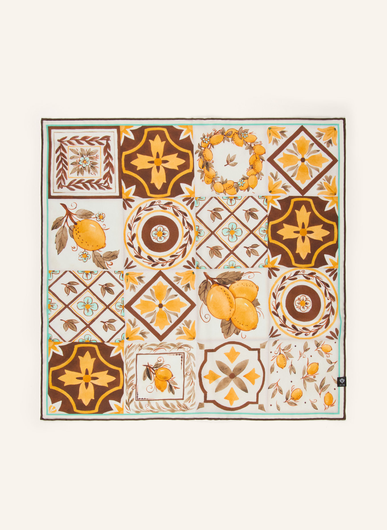 FRAAS hedvábný šátek: KRÉMOVÁ / TMAVĚ HNĚDÁ / ŽLUTÁ