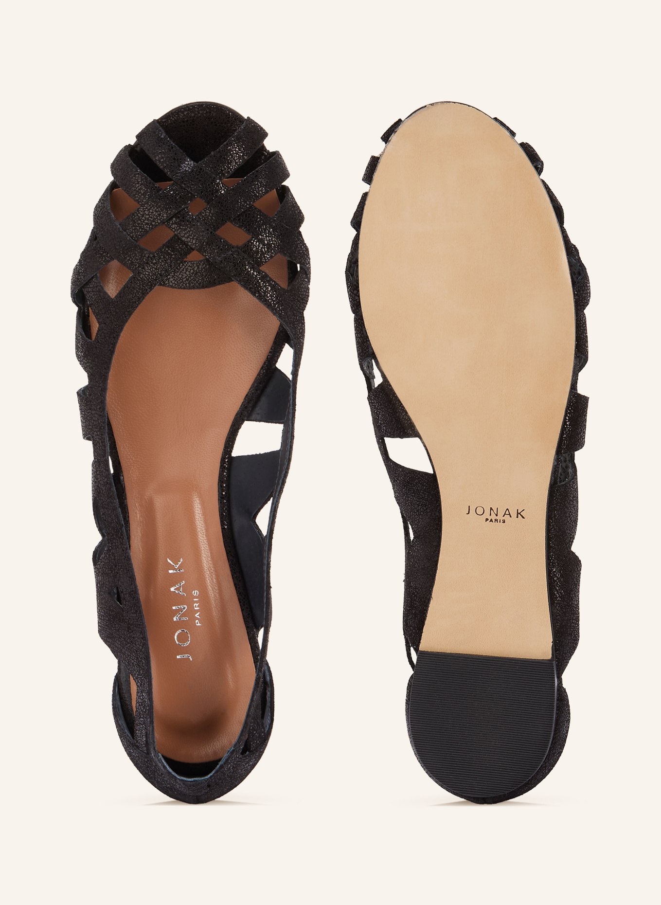 JONAK DERAY-ballerina's met uitsnijdingen: ZWART