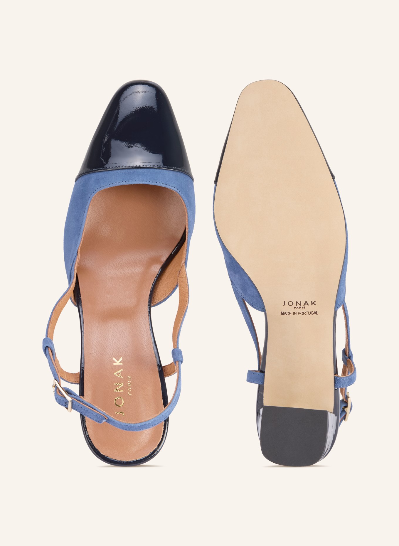 JONAK Czółenka z paskiem DHAPOP: NIEBIESKI / ZŁOTY / GRANATOWY