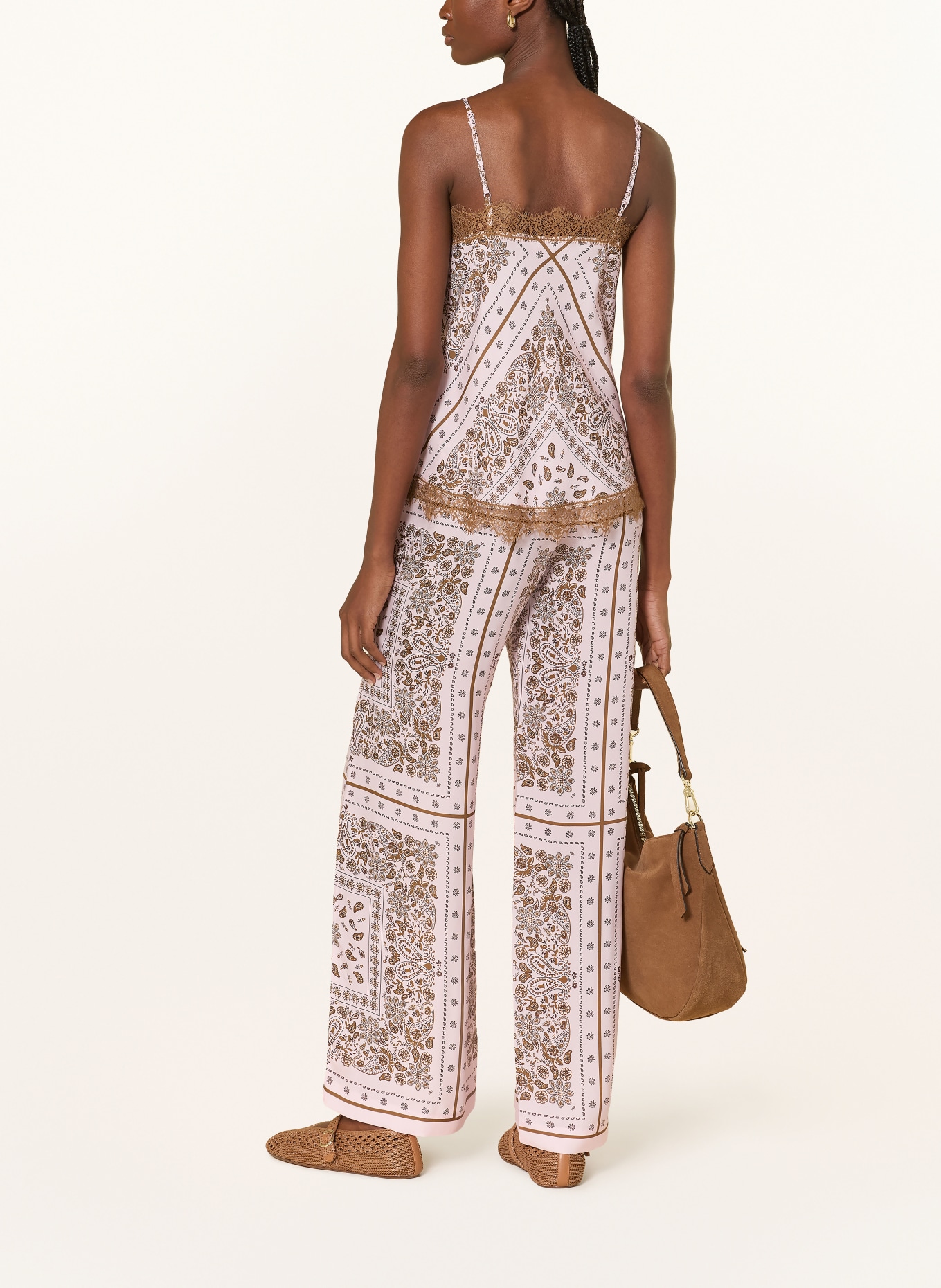 darling harbour Top en soie et dentelle: Bandana print rose