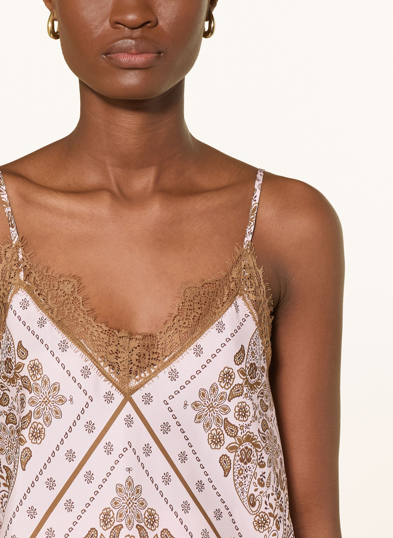 darling harbour Top en soie et dentelle: Bandana print rose