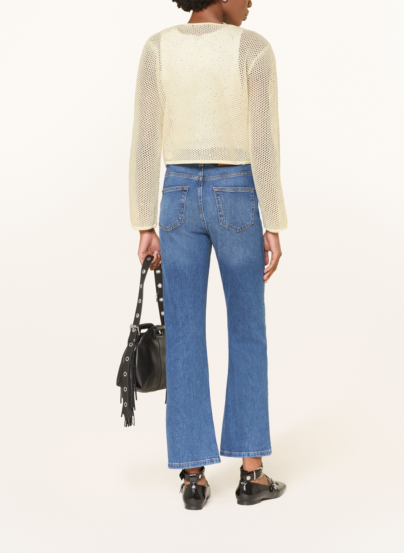 maje Sweter z błyszczącą przędzą i cekinami: JASNOŻÓŁTY