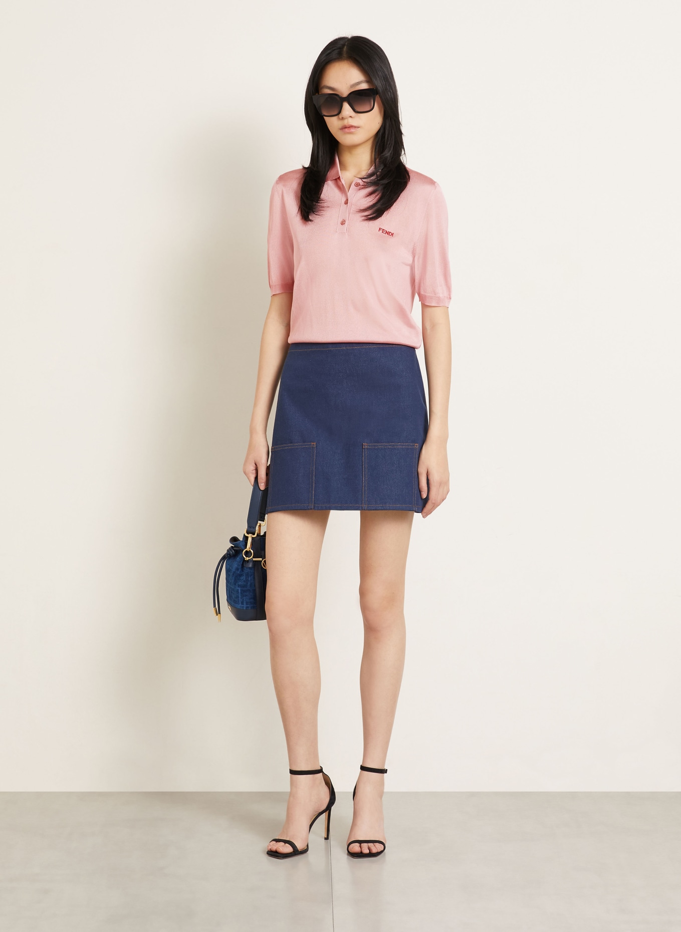 FENDI Strick-Poloshirt: ROSÉ