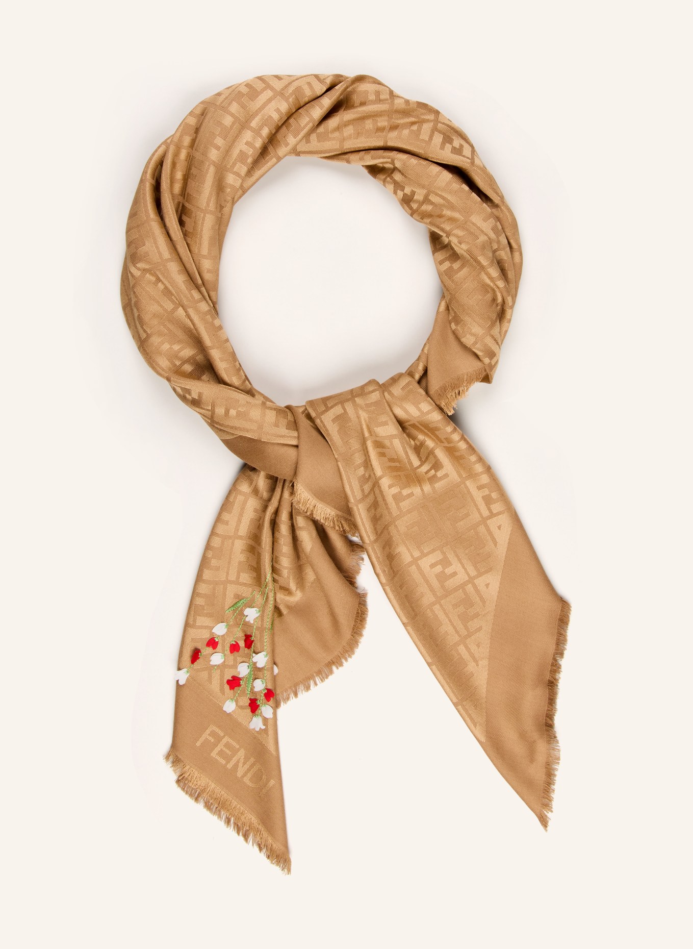 FENDI Doek met zijde: COGNAC / GOUD / ROOD