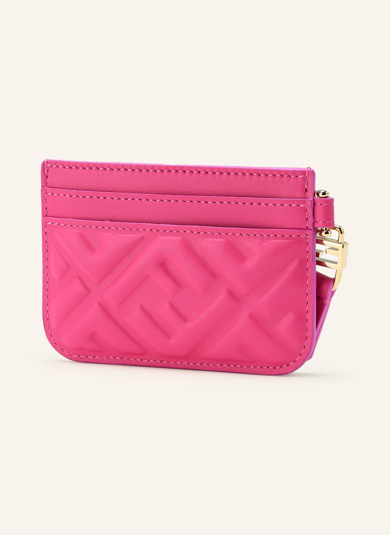 FENDI Étui à cartes BAGUETTE: ROSE FUCHSIA / OR