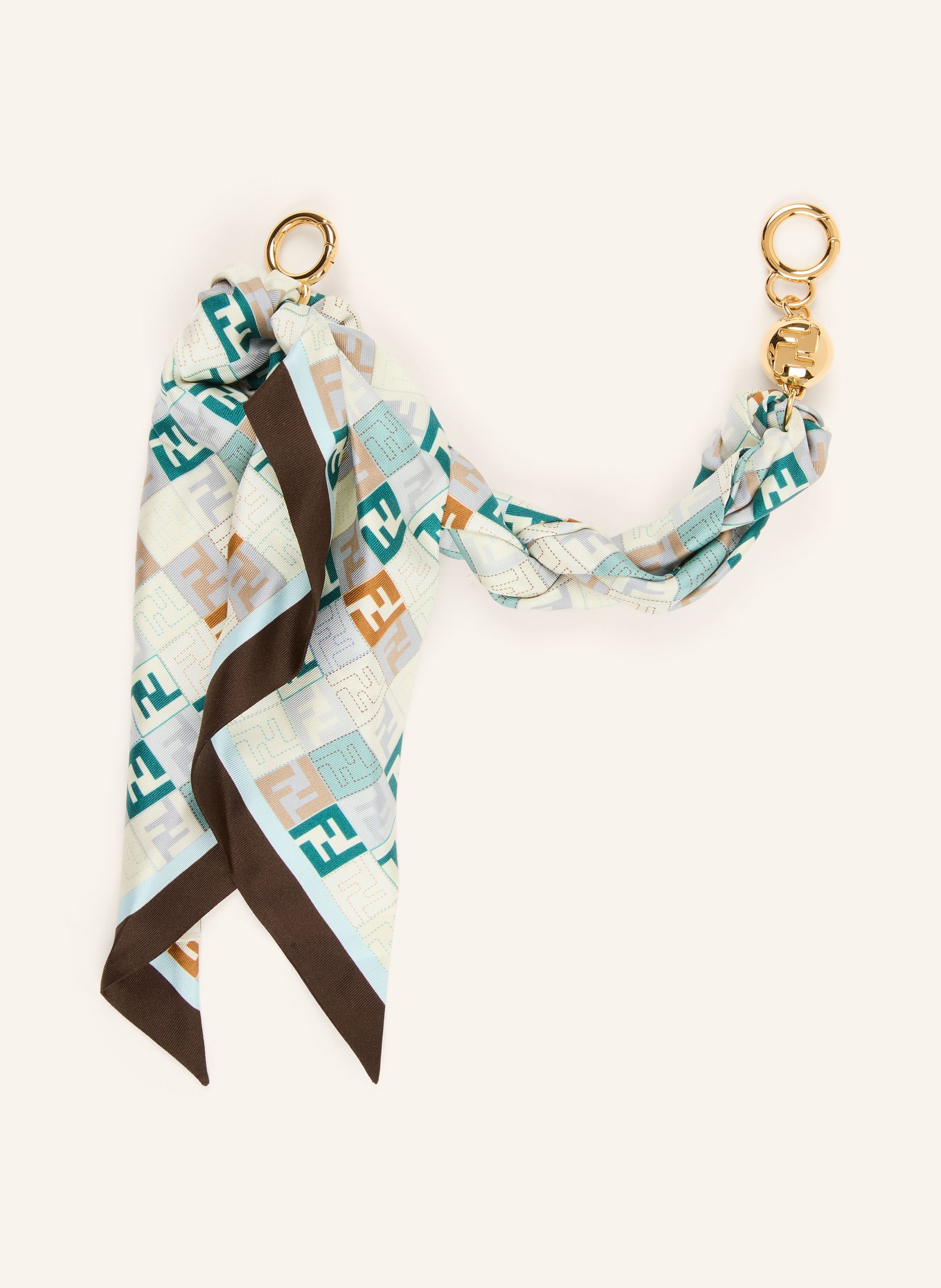 FENDI Taschenanhänger: TÜRKIS / GOLD / DUNKELBRAUN