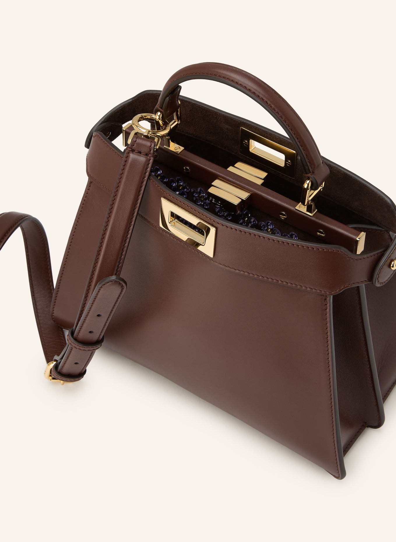 FENDI Torebka PEEKABOO ISEEU: BRĄZOWY / ZŁOTY