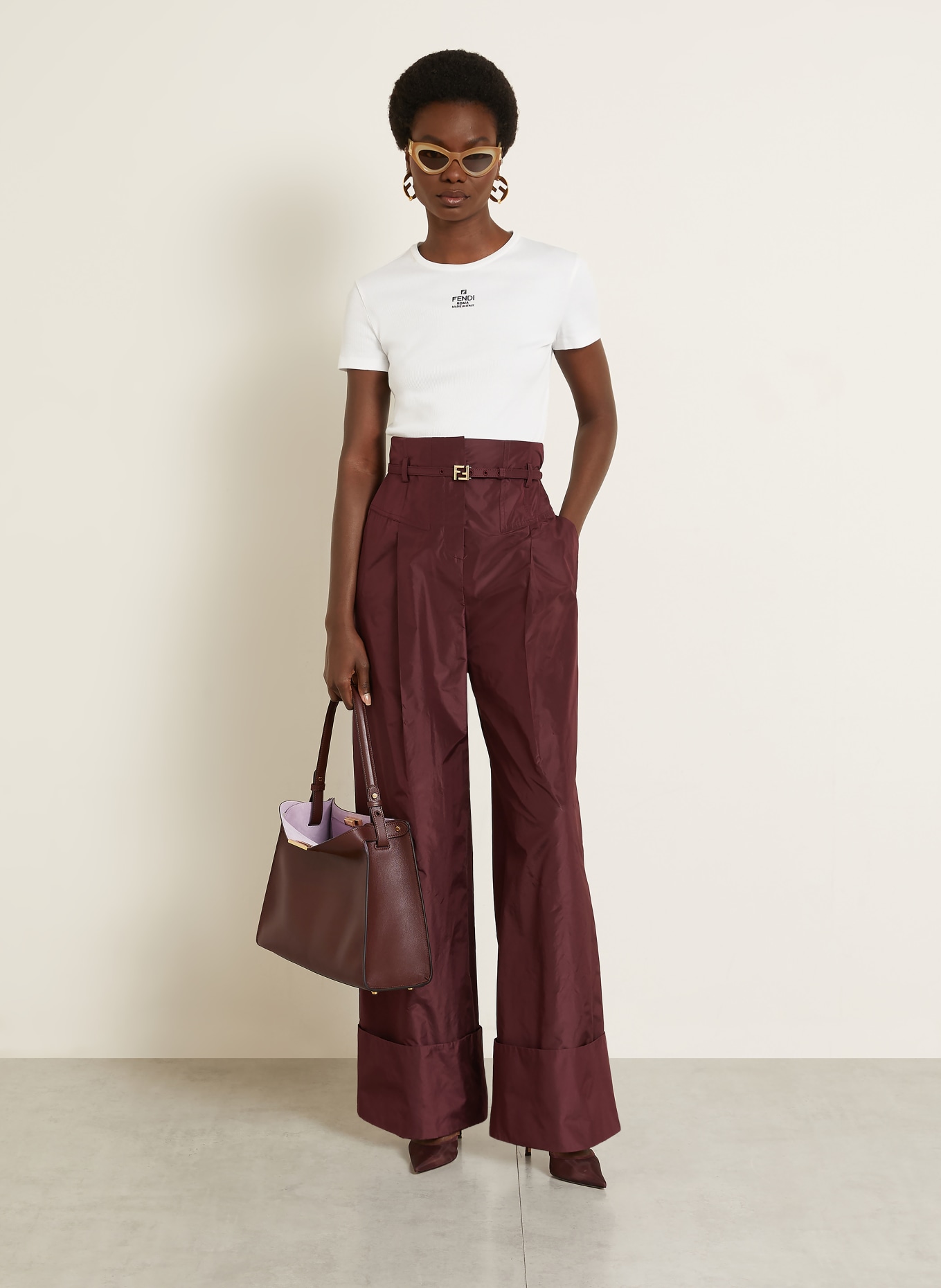 FENDI Handtas WAY MEDIUM: MARRON FONCÉ / GOUD