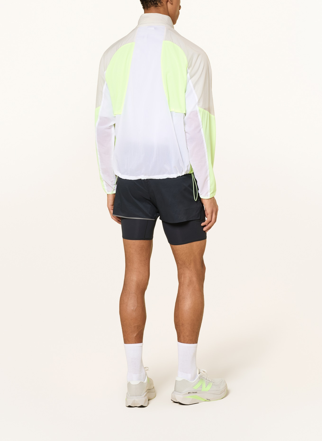 new balance RC Running Jacket: WHITE / NEON GREEN