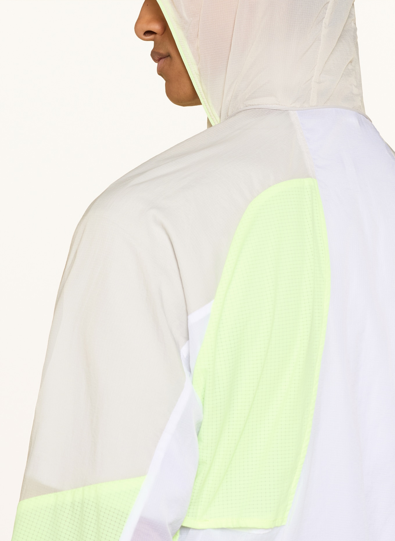 new balance RC Running Jacket: WHITE / NEON GREEN