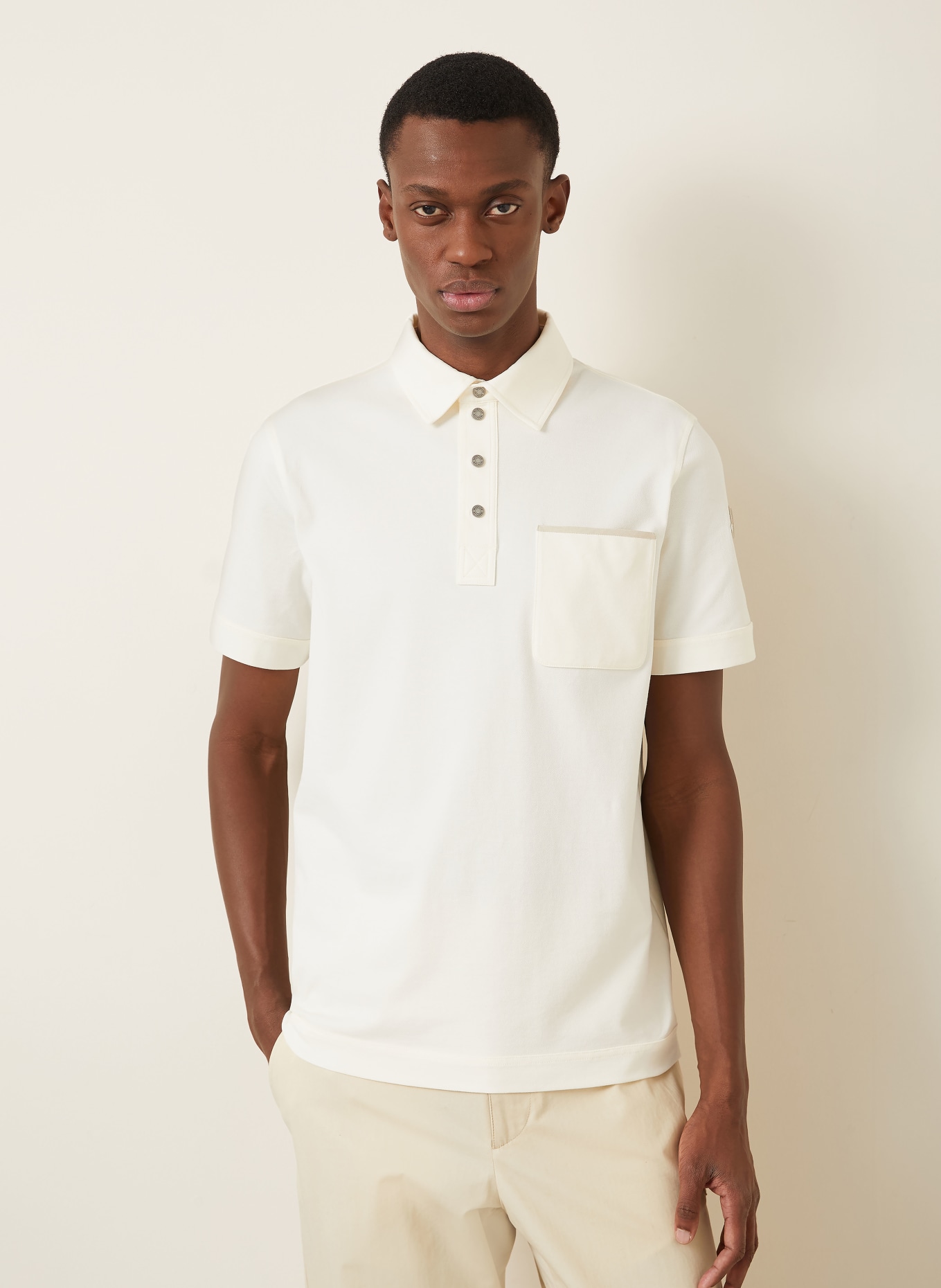 MONCLER Piqué-Poloshirt: CREME