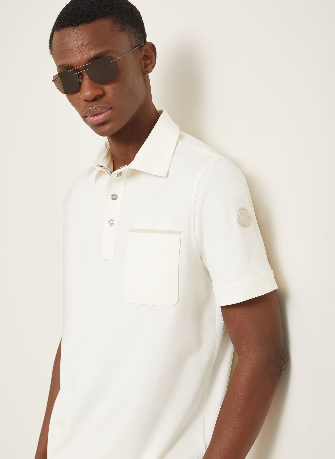 MONCLER Piqué-Poloshirt: CREME