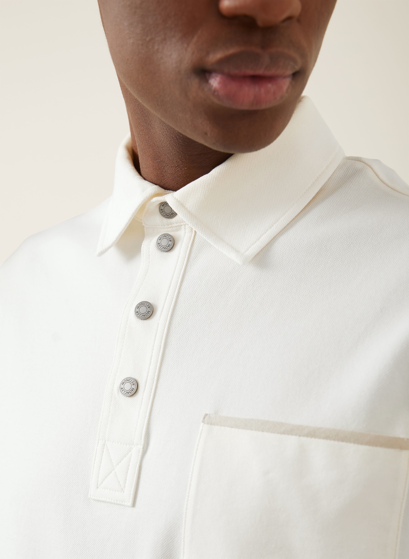 MONCLER Piqué-Poloshirt: CREME