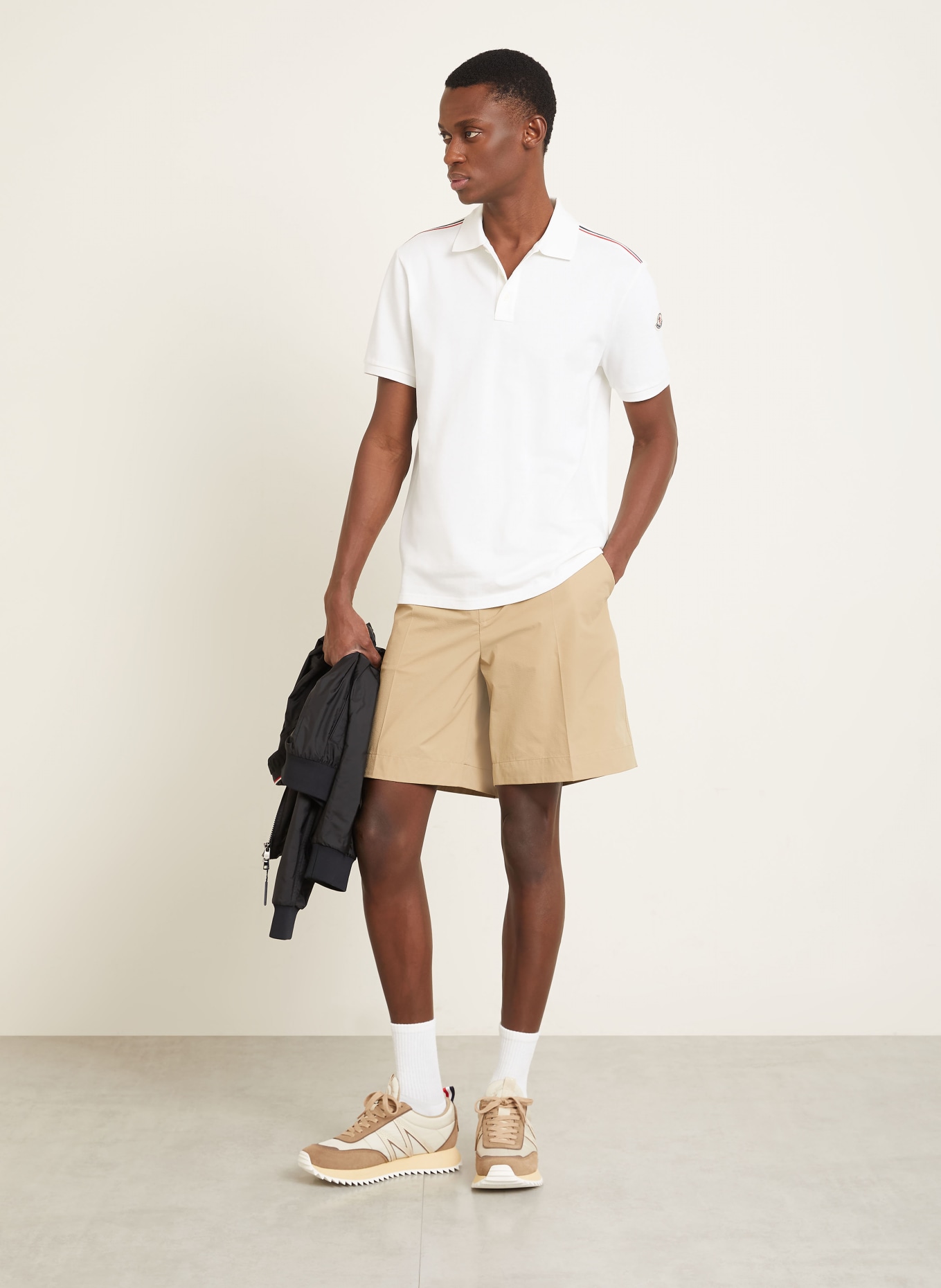 MONCLER Piqué-Poloshirt: WEISS