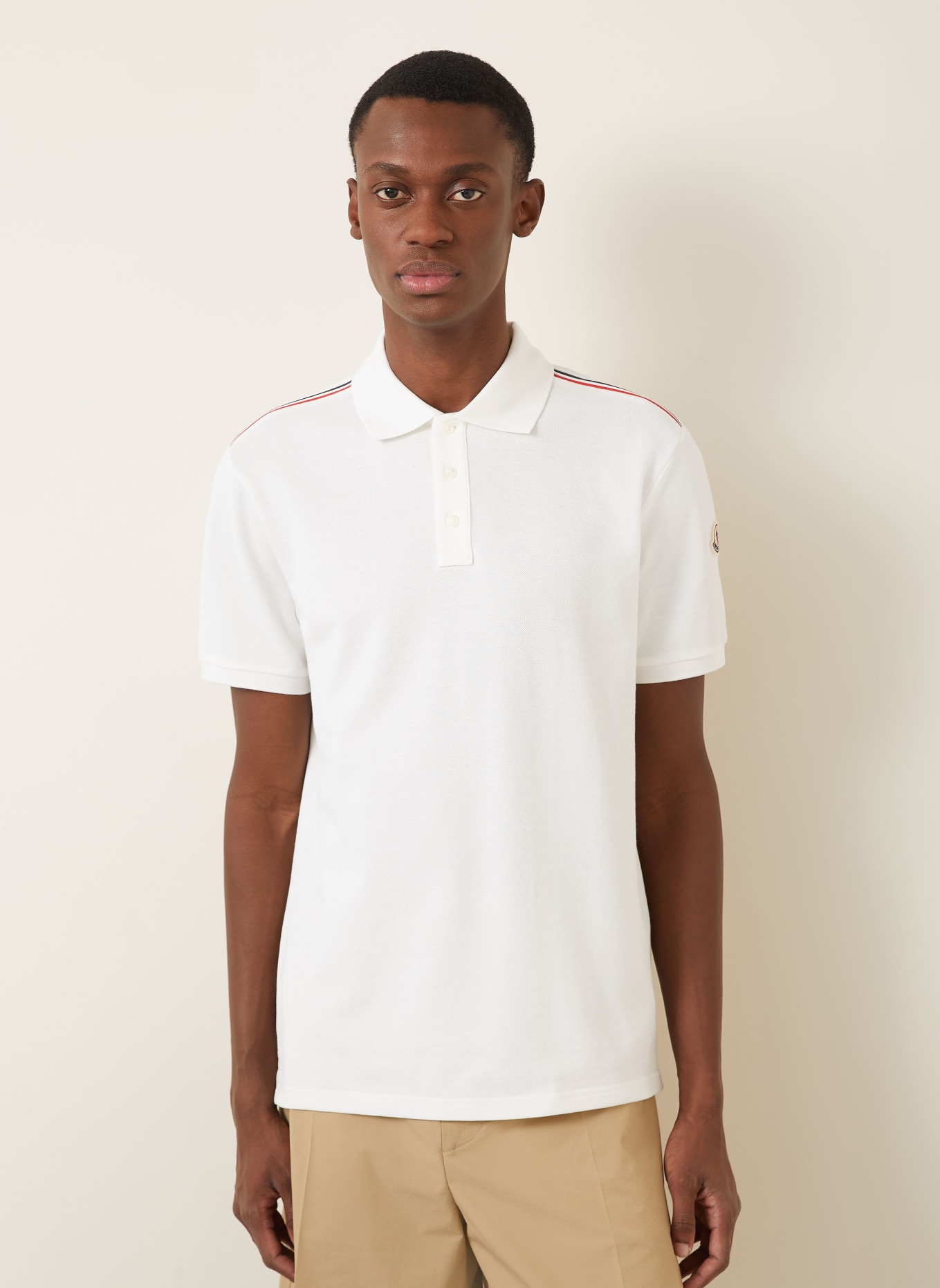 MONCLER Piqué-Poloshirt: WEISS
