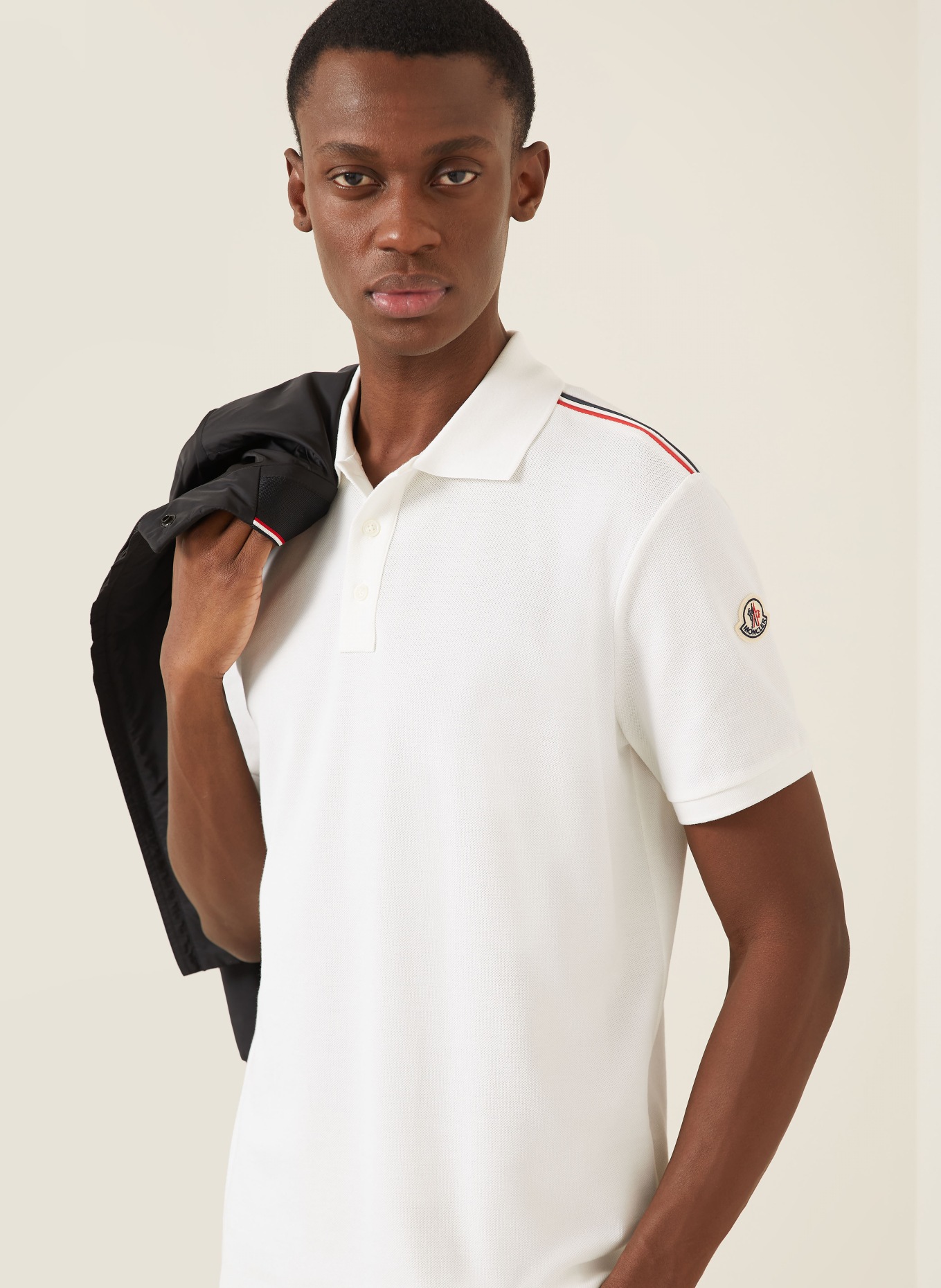 MONCLER Piqué-Poloshirt: WEISS