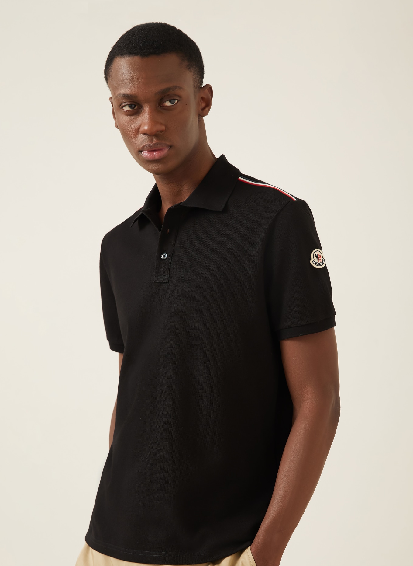 MONCLER Piqué-Poloshirt: SCHWARZ