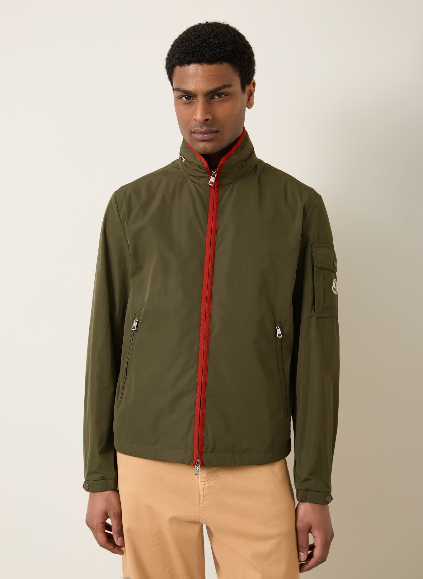 MONCLER Veste SAYAN: OLIVE / ORANGE FONCÉ