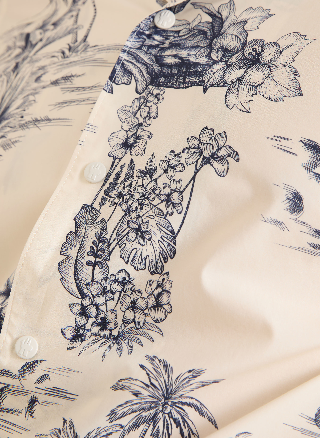 MONCLER Resorthemd, slim fit: WIT / DONKERBLAUW