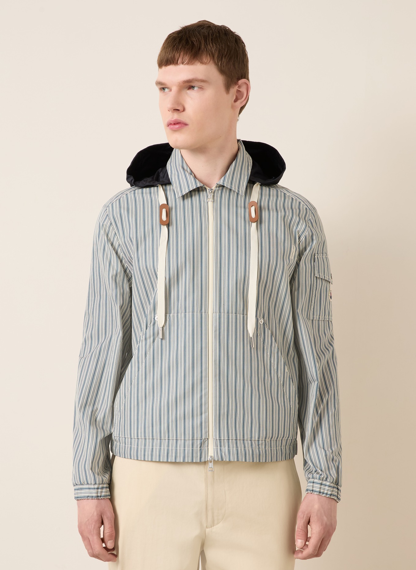 MONCLER Overjas HAVAS met afneembare capuchon: BLAUW / WIT