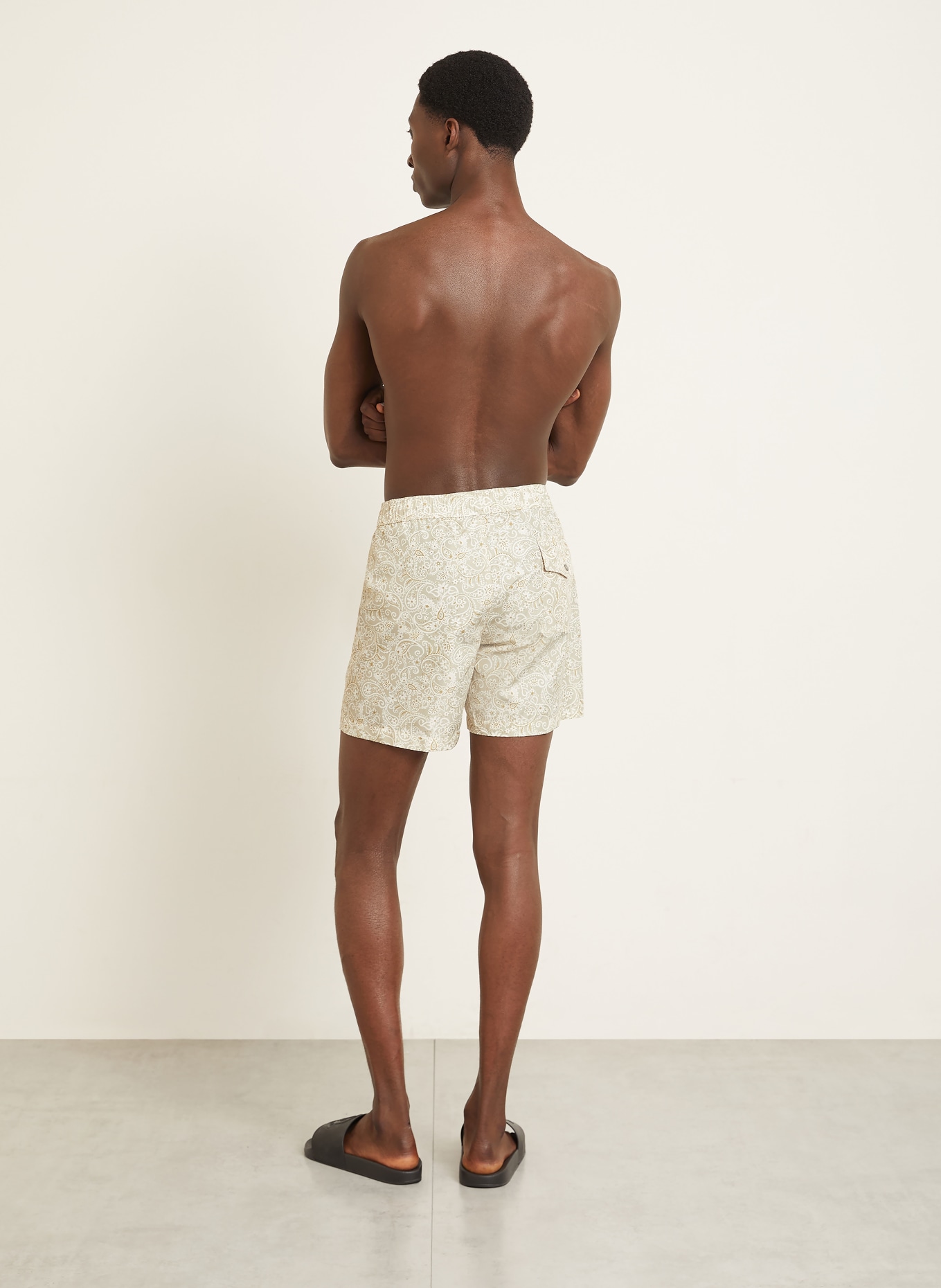 MONCLER szorty kąpielowe: KREMOWY / JASNOZIELONY