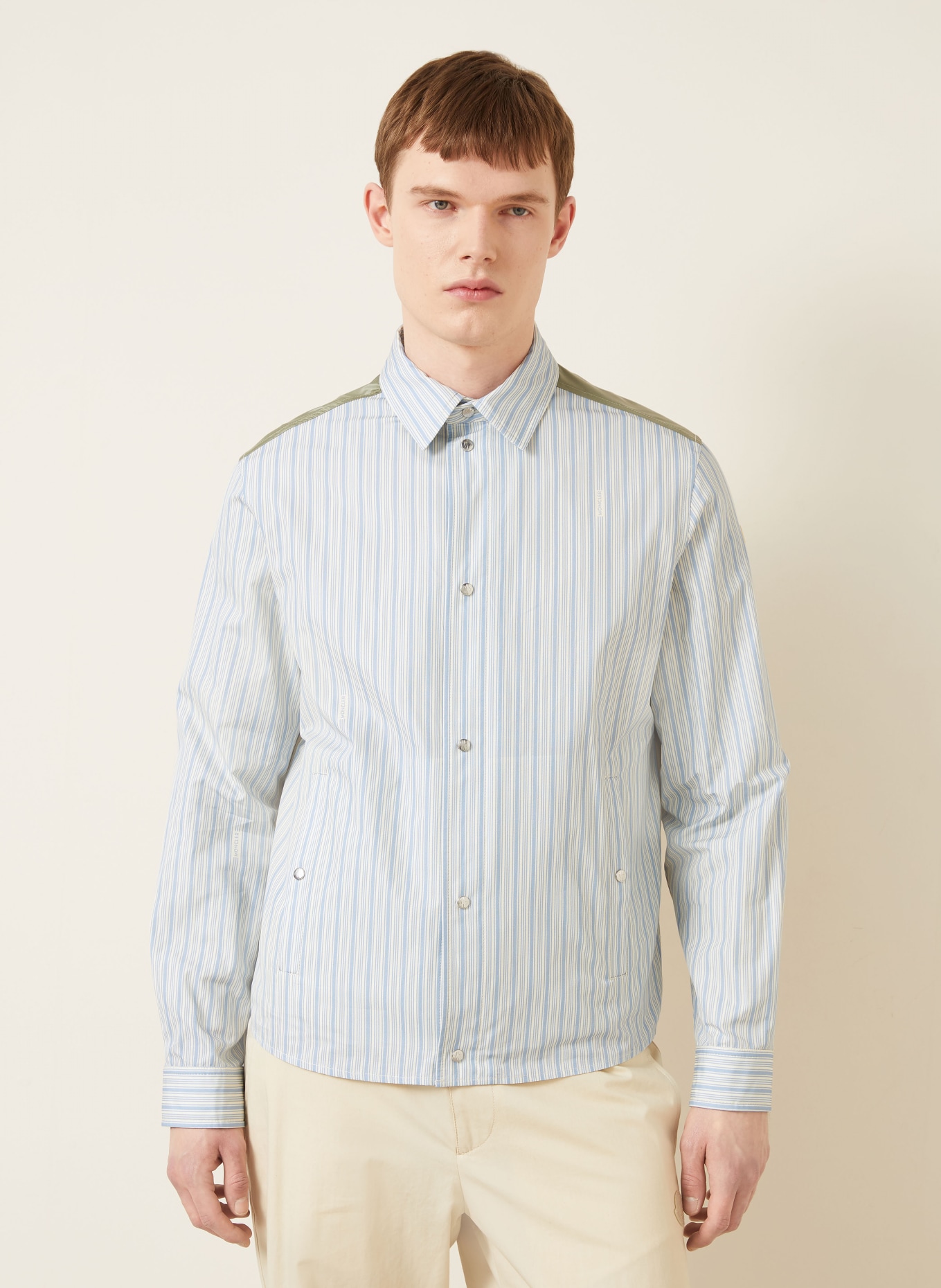 MONCLER Overjas: WIT / BEIGE / DONKERBLAUW