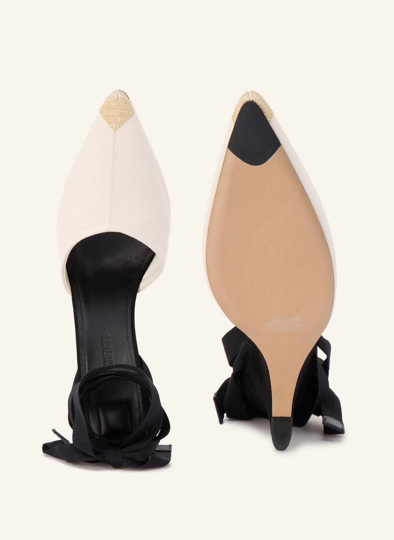 JACQUEMUS Sleehakken LES ESPADRILLES: CRÈME / BEIGE / ZWART