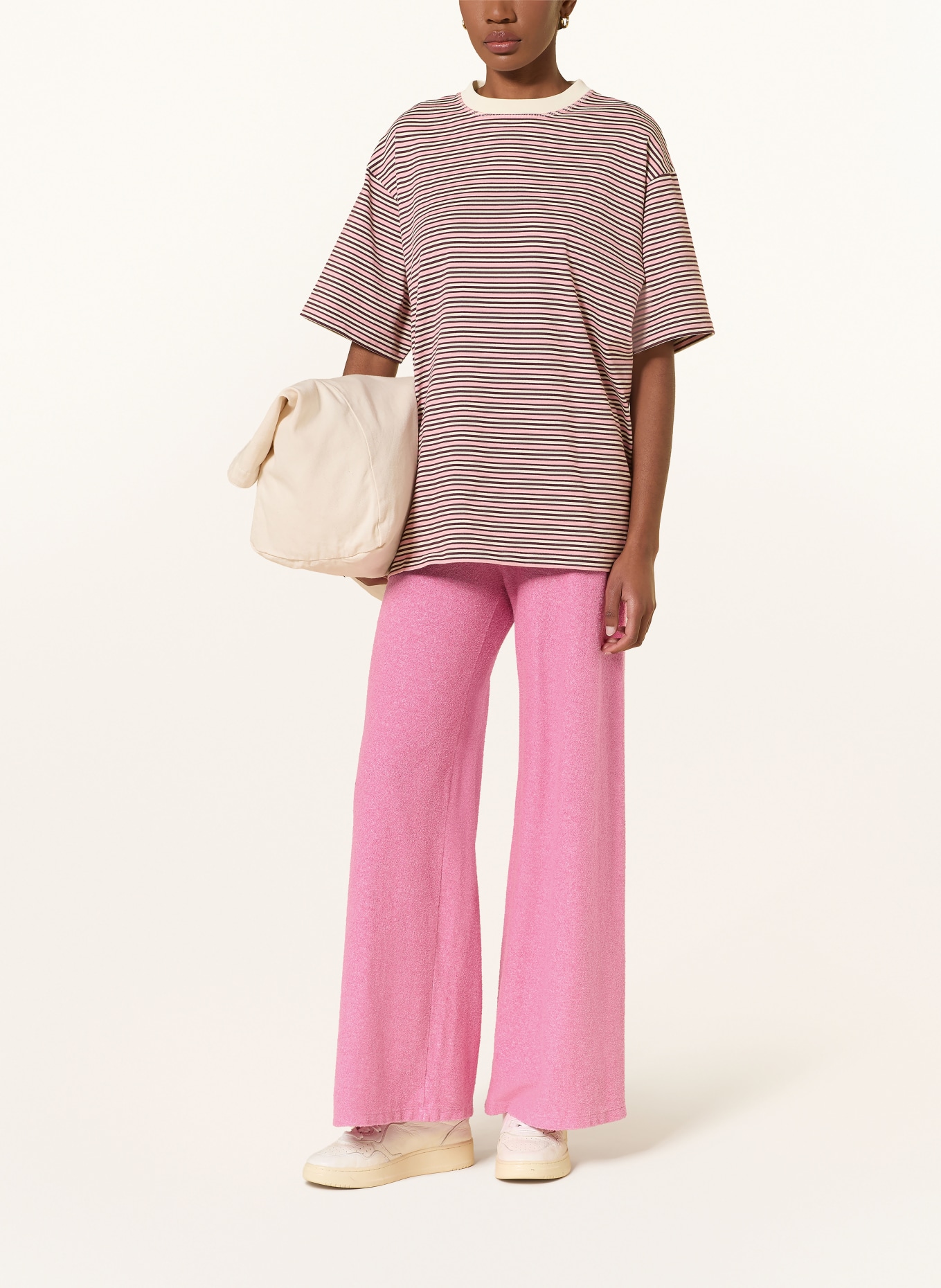 American Vintage Spodnie frotte CLUWAY: MOCNORÓŻOWY