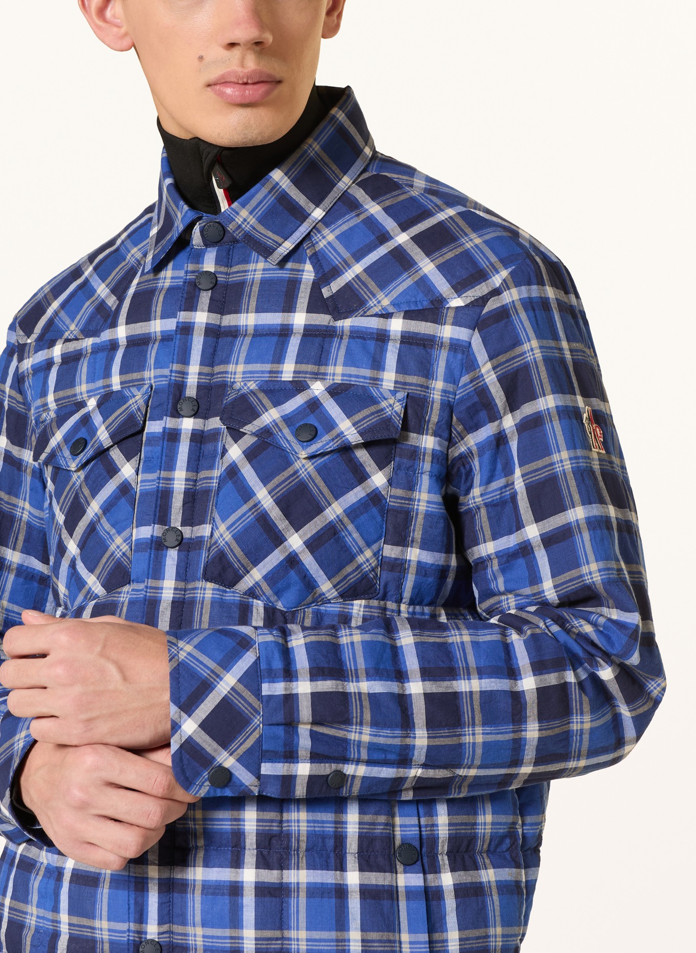 MONCLER GRENOBLE Steppjcke GELT: BLAUW / DONKERBLAUW / WIT