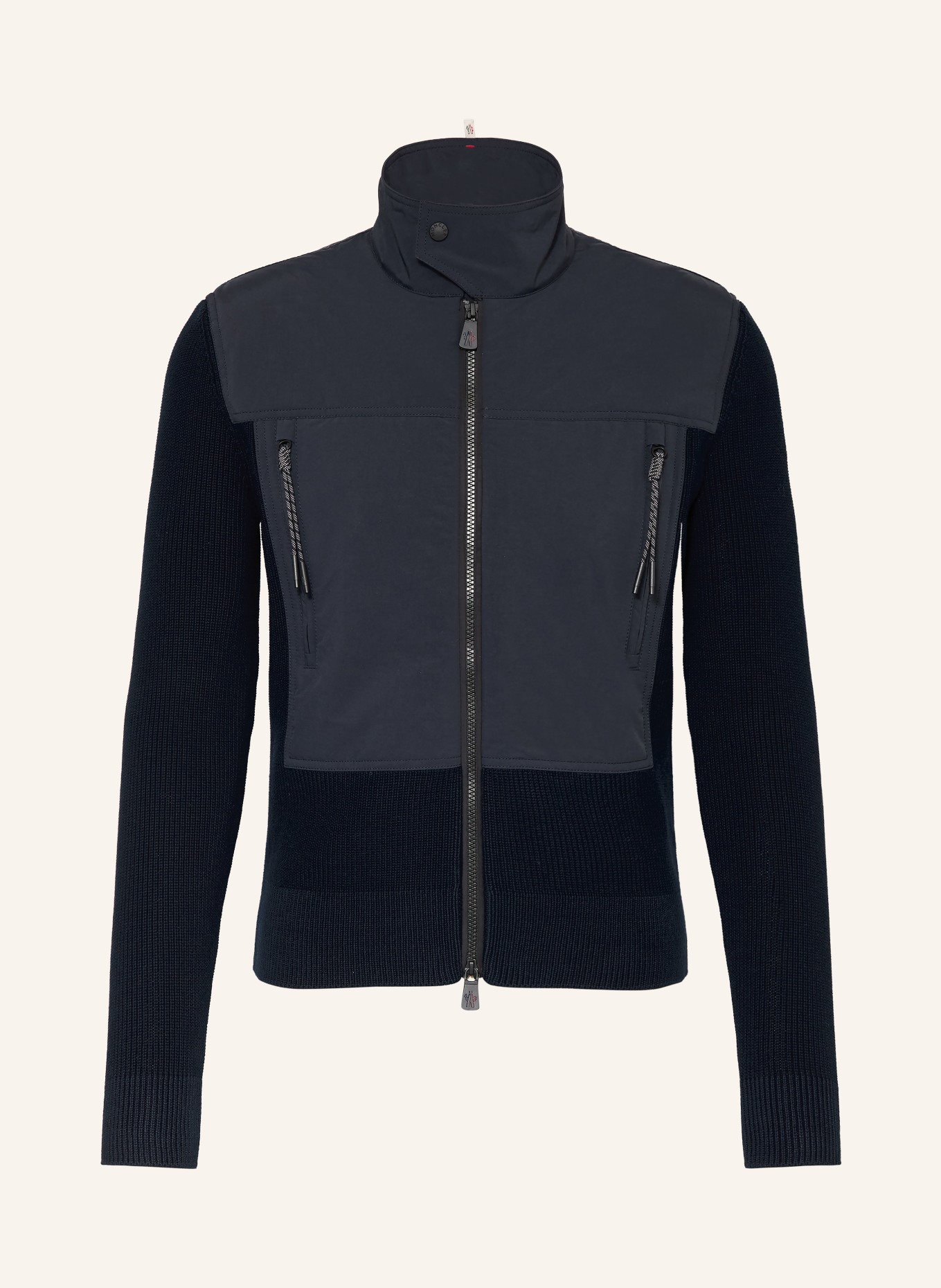 MONCLER GRENOBLE Strickjacke im Materialmix: DUNKELBLAU