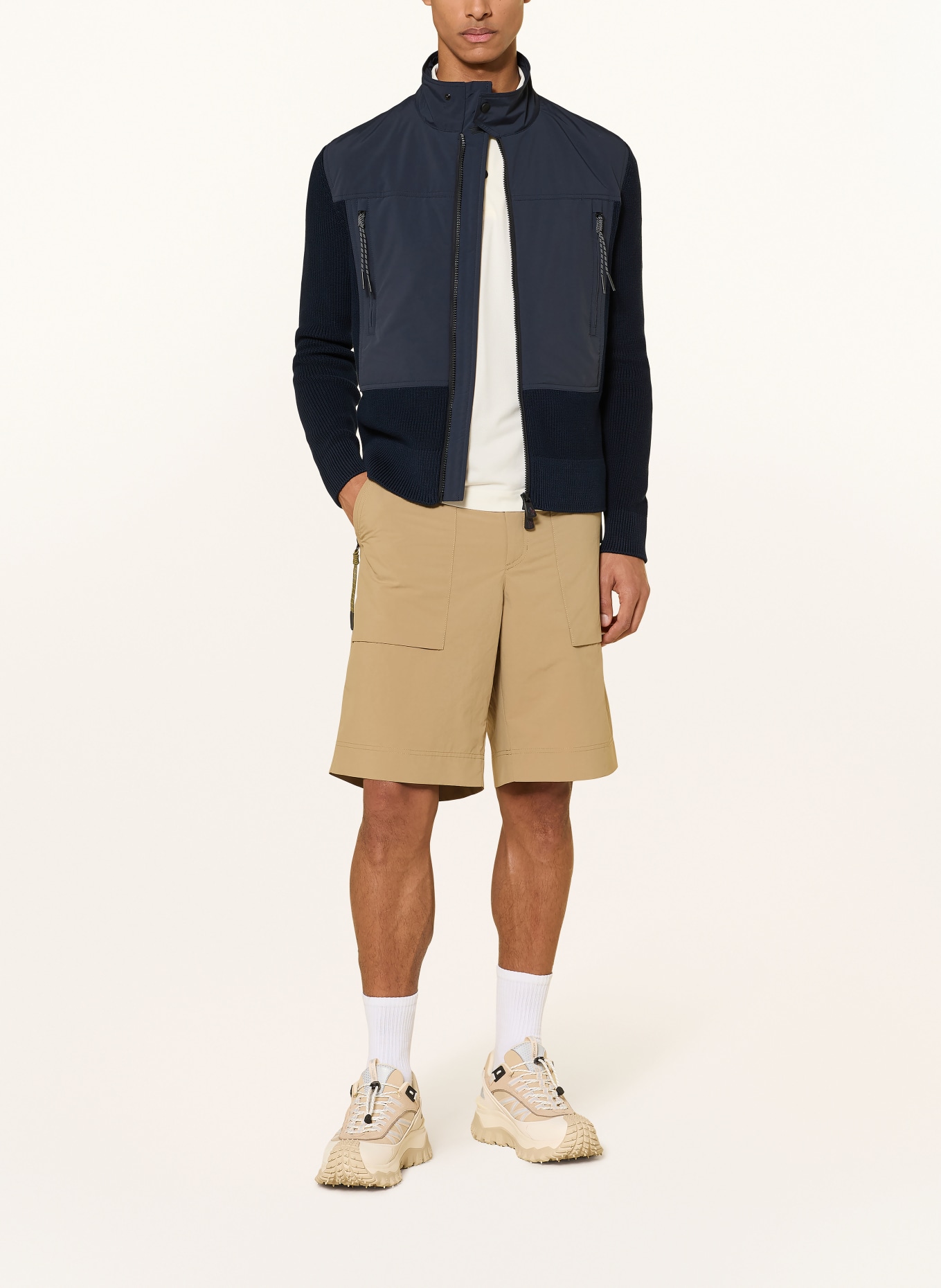 MONCLER GRENOBLE Strickjacke im Materialmix: DUNKELBLAU