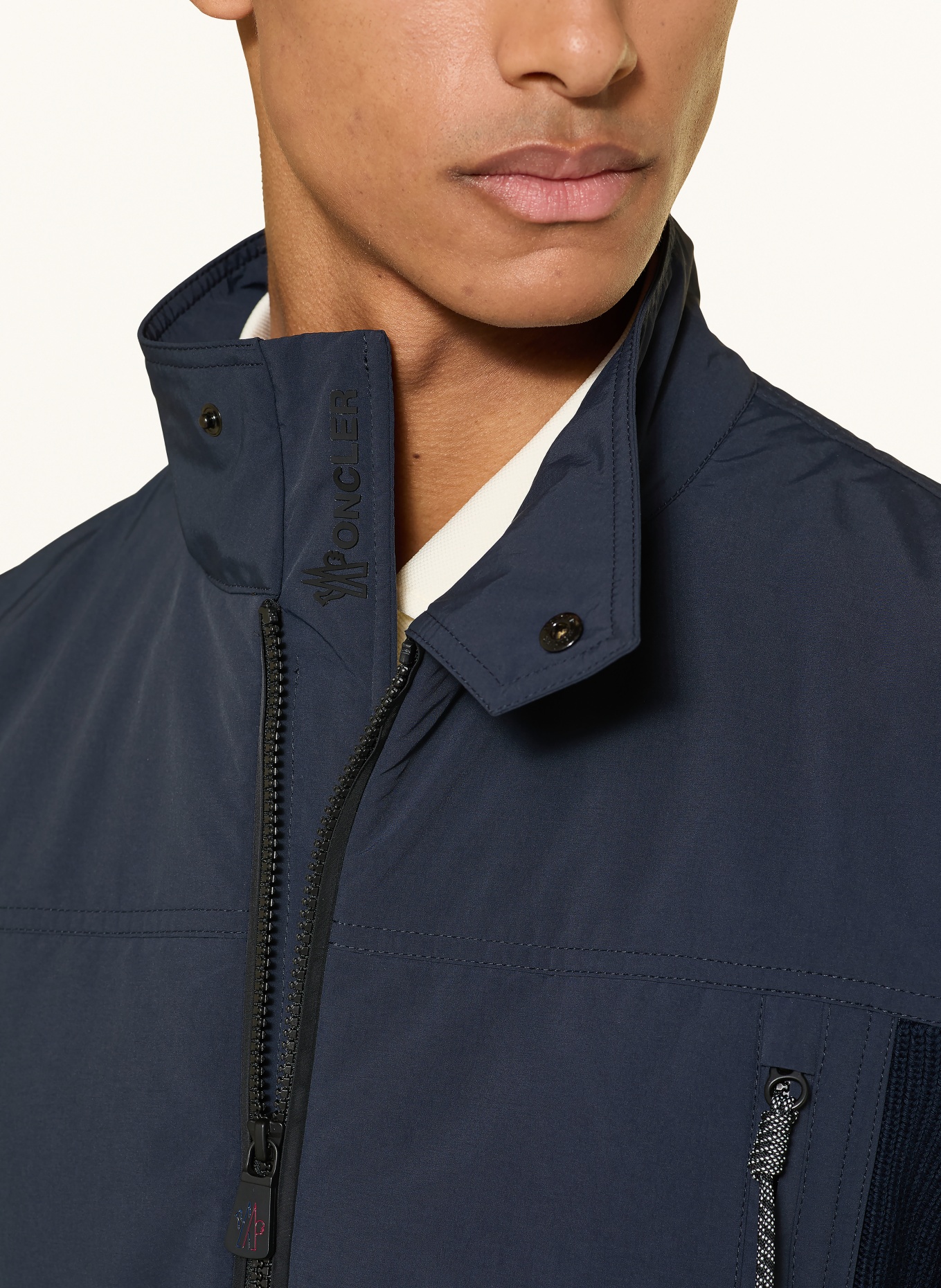 MONCLER GRENOBLE Strickjacke im Materialmix: DUNKELBLAU