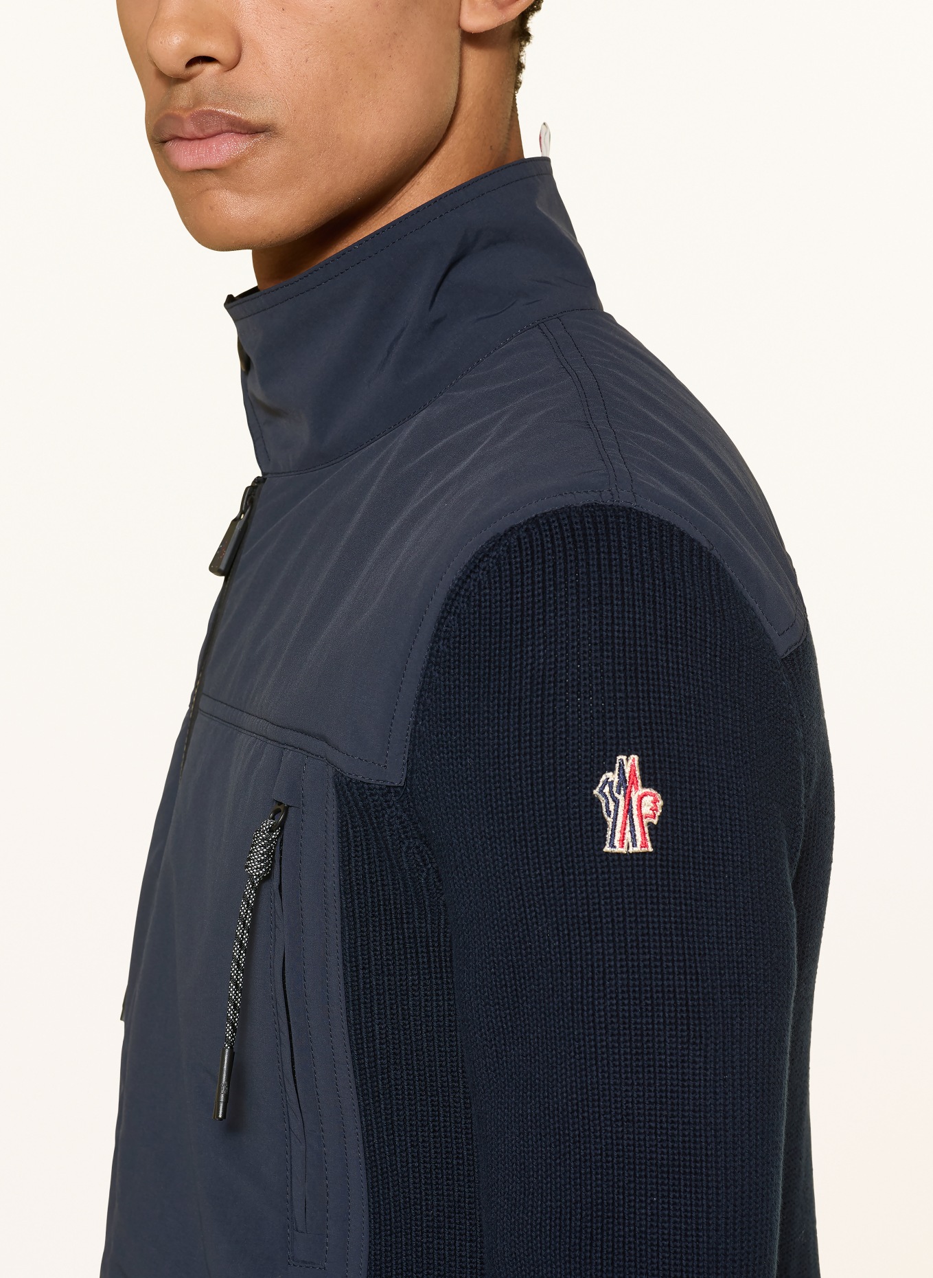 MONCLER GRENOBLE Strickjacke im Materialmix: DUNKELBLAU